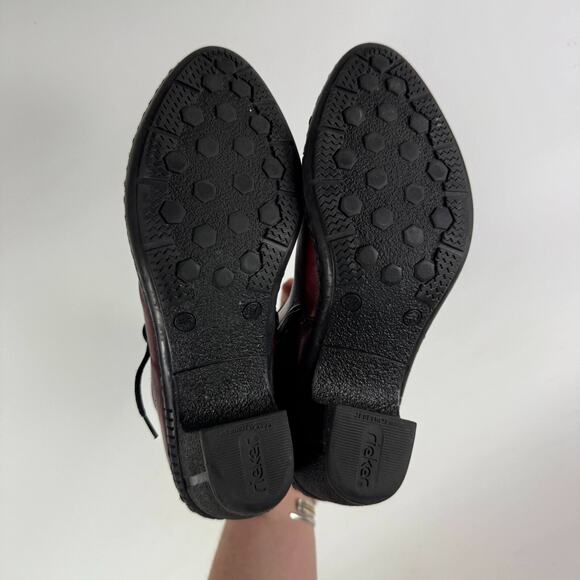 Rieker Rebecca Boots Women's 6.5 Burgundy Leather Pull On Block Heel Side Zip - Picture 8 of 10